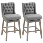 HOMCOM Lot de 2 tabourets de bar à hauteur de bar, tabouret d'îlot de cuisine pivotant à 180 degrés, hauteur d'assise de 76 cm avec repose-pieds en bois, capitonnage à boutons
