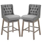 HOMCOM Lot de 2 tabourets de bar à hauteur de bar, tabouret d'îlot de cuisine pivotant à 180 degrés, hauteur d'assise de 76 cm avec repose-pieds en bois, capitonnage à boutons