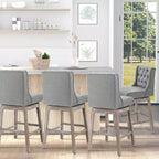 HOMCOM Lot de 2 tabourets de bar à hauteur de bar, tabouret d'îlot de cuisine pivotant à 180 degrés, hauteur d'assise de 76 cm avec repose-pieds en bois, capitonnage à boutons