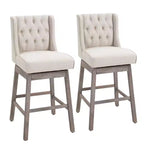 HOMCOM Lot de 2 tabourets de bar à hauteur de bar, tabouret d'îlot de cuisine pivotant à 180 degrés, hauteur d'assise de 76 cm avec repose-pieds en bois, capitonnage à boutons