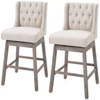 HOMCOM Lot de 2 tabourets de bar à hauteur de bar, tabouret d'îlot de cuisine pivotant à 180 degrés, hauteur d'assise de 76 cm avec repose-pieds en bois, capitonnage à boutons