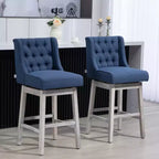 HOMCOM Lot de 2 tabourets de bar à hauteur de bar, tabouret d'îlot de cuisine pivotant à 180 degrés, hauteur d'assise de 76 cm avec repose-pieds en bois, capitonnage à boutons