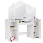 Costway Coiffeuse Maquillage pour Enfants Filles avec Tabouret et Miroir à Trois Volets