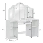 Costway Coiffeuse Maquillage pour Enfants Filles avec Tabouret et Miroir à Trois Volets