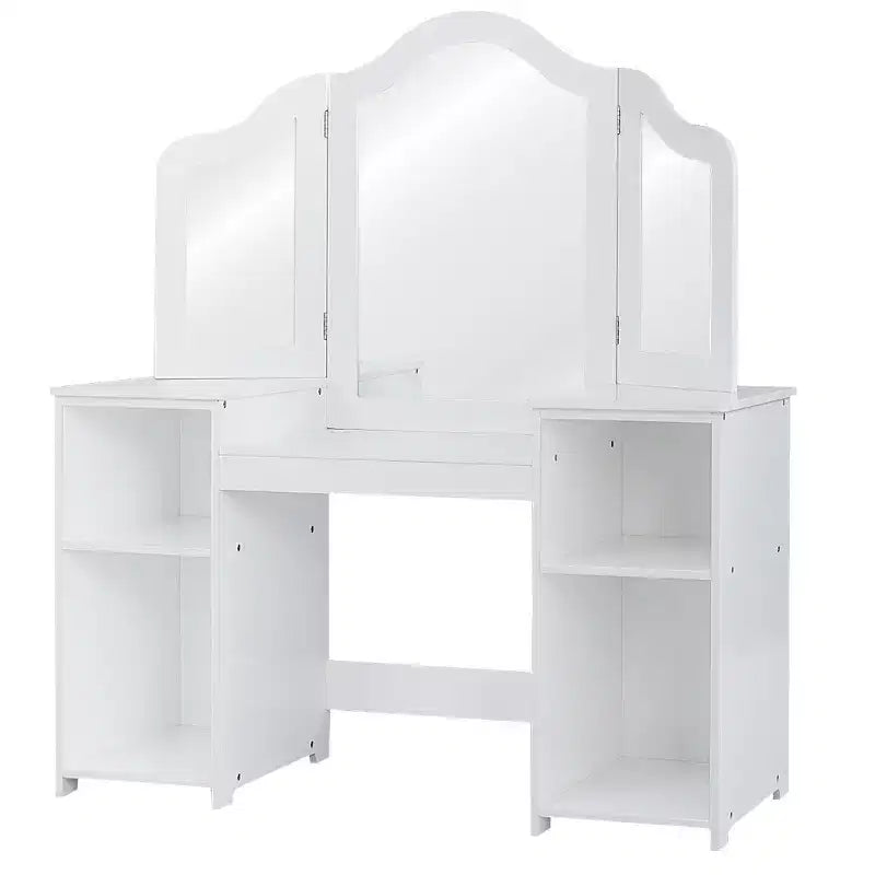 Costway Coiffeuse Maquillage pour Enfants Filles avec Tabouret et Miroir à Trois Volets