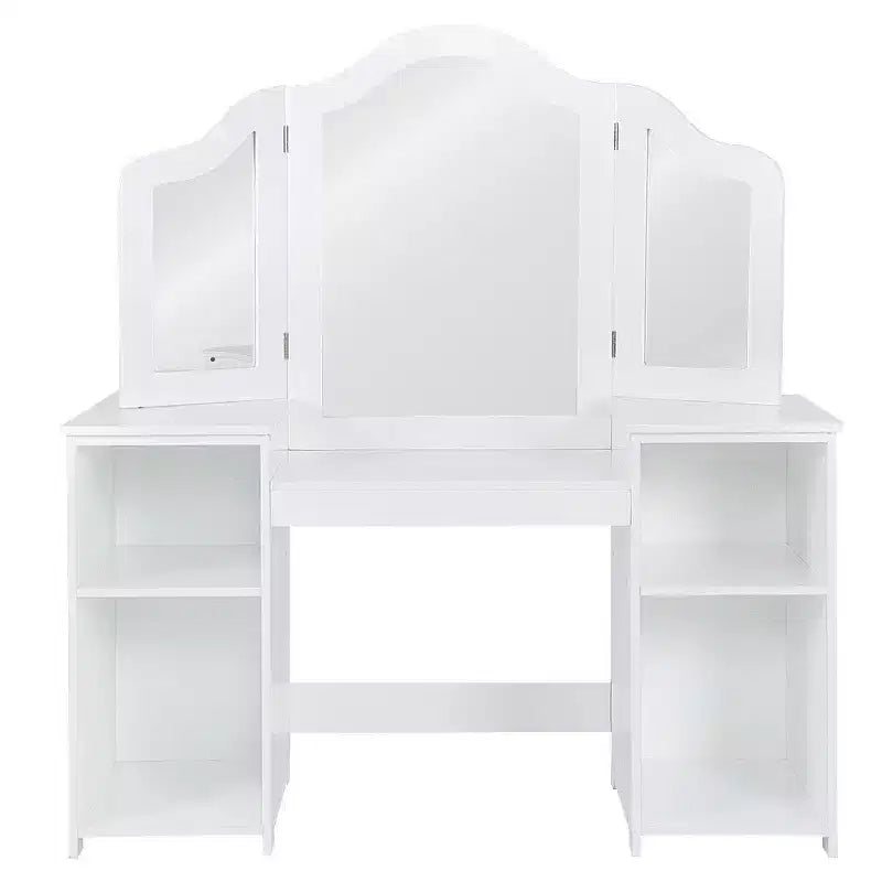 Costway Coiffeuse Maquillage pour Enfants Filles avec Tabouret et Miroir à Trois Volets
