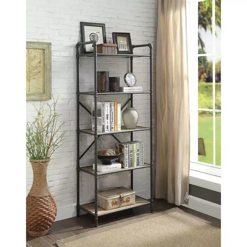 Bibliothèque Itzel Chêne antique/Gris sable – Meubles Acme