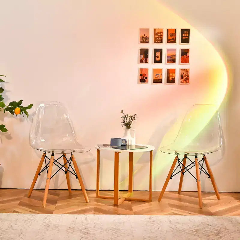 Lot de 4 chaises de salle à manger Costway modernes en plastique avec assise transparente et pieds en bois