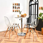 Lot de 4 chaises de salle à manger Costway modernes en plastique avec assise transparente et pieds en bois