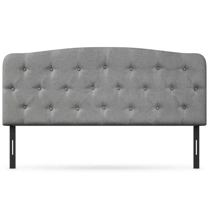 Tête de lit Costway pleine grandeur rembourrée seulement, avec boutons touffetés, en similicuir/lin, gris clair/gris foncé