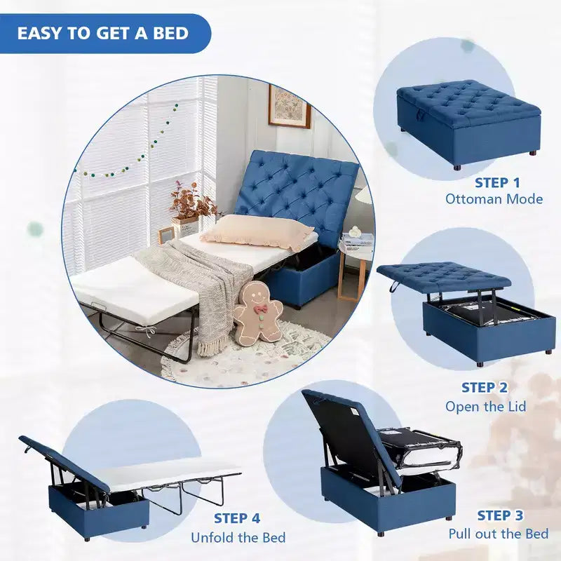 Lit de couchage pliant Costway avec matelas - Lit d'appoint convertible