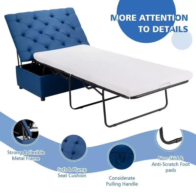 Lit de couchage pliant Costway avec matelas - Lit d'appoint convertible
