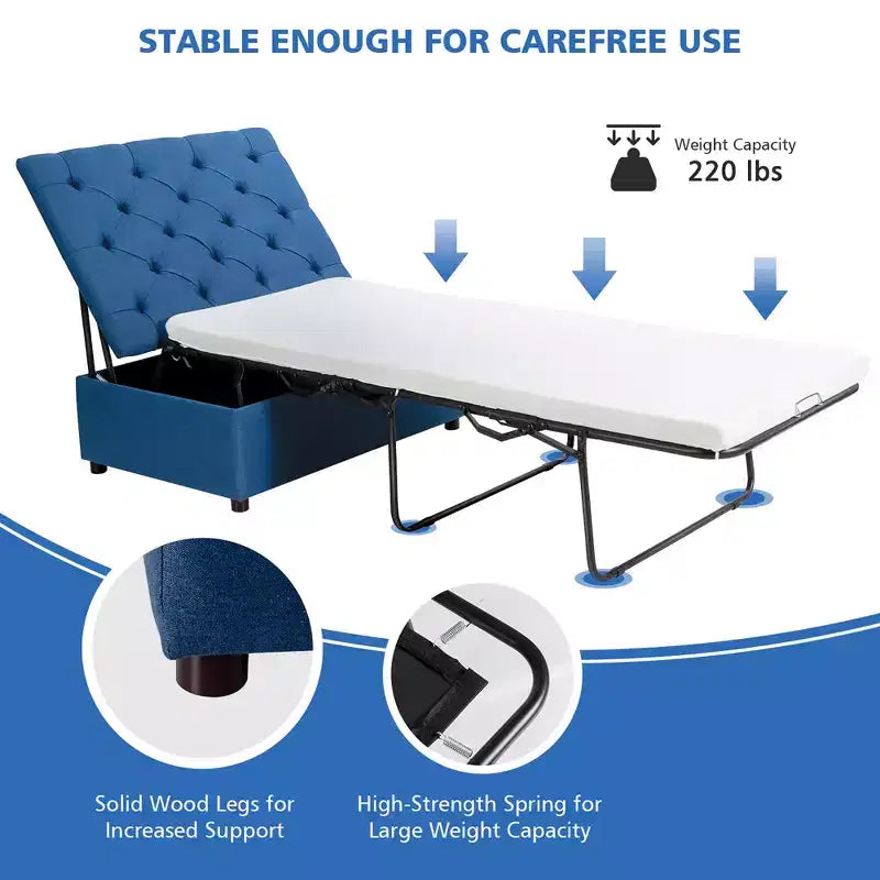 Lit de couchage pliant Costway avec matelas - Lit d'appoint convertible