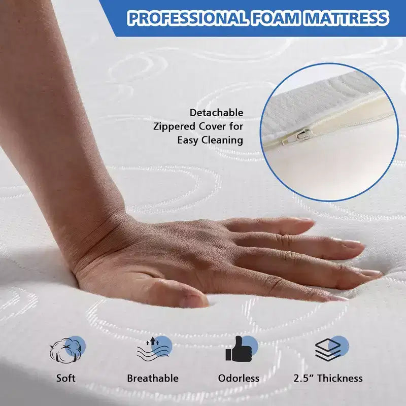 Lit de couchage pliant Costway avec matelas - Lit d'appoint convertible