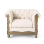 Fauteuil club en tissu capitonné Castalia Chesterfield avec clous décoratifs – Christopher Knight Home