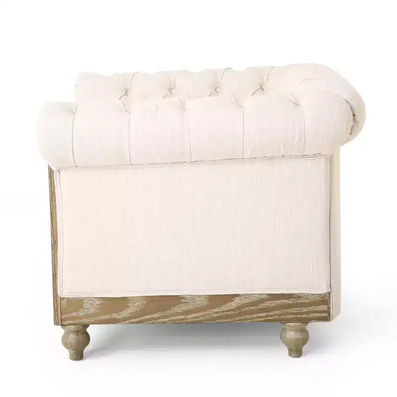 Fauteuil club en tissu capitonné Castalia Chesterfield avec clous décoratifs – Christopher Knight Home