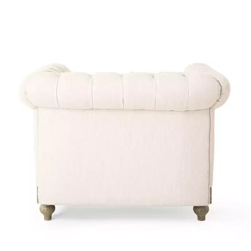 Fauteuil club en tissu capitonné Castalia Chesterfield avec clous décoratifs – Christopher Knight Home