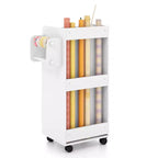 Meuble de rangement pour loisirs créatifs Costway, chariot de service mobile avec tiroirs et étagères, blanc