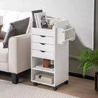 Meuble de rangement pour loisirs créatifs Costway, chariot de service mobile avec tiroirs et étagères, blanc
