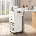 Meuble de rangement pour loisirs créatifs Costway, chariot de service mobile avec tiroirs et étagères, blanc
