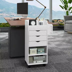 Meuble de rangement pour loisirs créatifs Costway, chariot de service mobile avec tiroirs et étagères, blanc