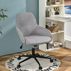 Costway Chaise de bureau en lin avec accoudoirs, réglable et pivotante