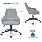 Costway Chaise de bureau en lin avec accoudoirs, réglable et pivotante