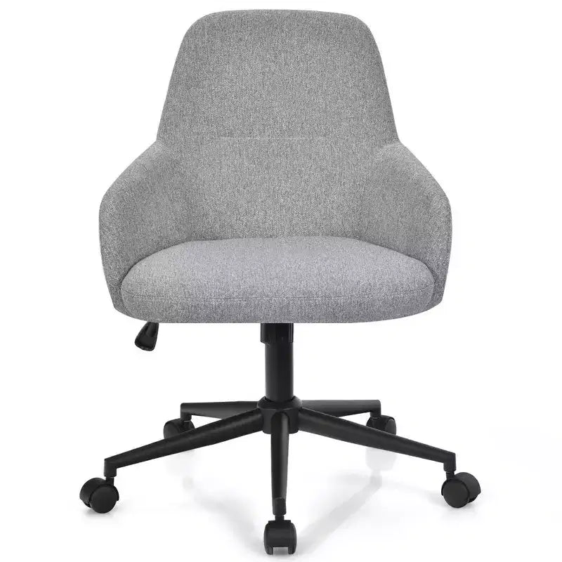 Costway Chaise de bureau en lin avec accoudoirs, réglable et pivotante