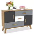 Costway Free-standing Storage Cabinet Modern Floor Cabinet w/2 Doors & 3 Drawers