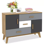 Costway Free-standing Storage Cabinet Modern Floor Cabinet w/2 Doors & 3 Drawers
