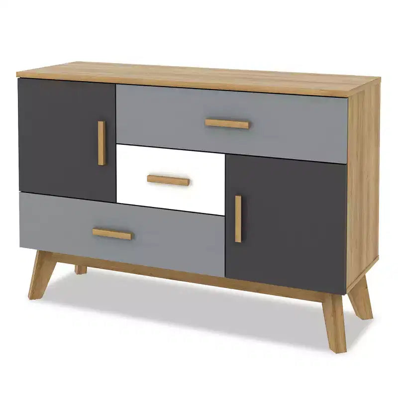 Costway Meuble de Rangement sur Pied, Armoire de Sol Moderne avec 2 Portes et 3 Tiroirs