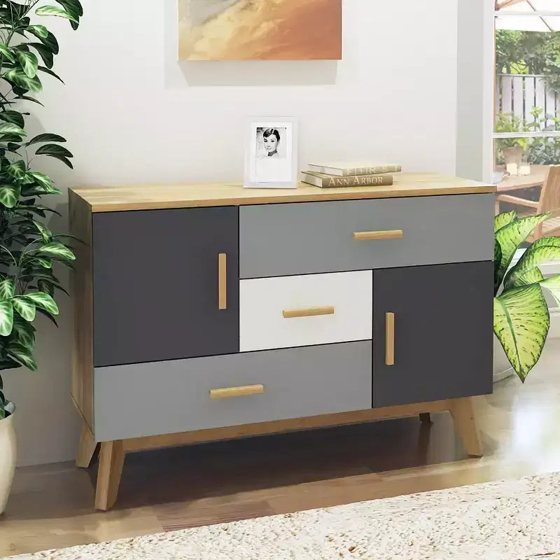 Costway Meuble de Rangement sur Pied, Armoire de Sol Moderne avec 2 Portes et 3 Tiroirs