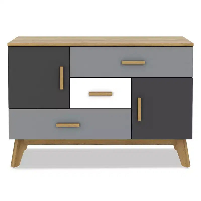 Costway Meuble de Rangement sur Pied, Armoire de Sol Moderne avec 2 Portes et 3 Tiroirs