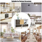 Buffet de cuisine Costway style Mid-Century avec meuble de rangement en bois, porte-bouteilles et porte-verres