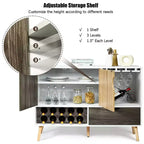 Buffet de cuisine Costway style Mid-Century avec meuble de rangement en bois, porte-bouteilles et porte-verres