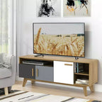 Meuble TV Costway pour téléviseurs jusqu'à 65 pouces, console de centre de divertissement avec étagère réglable