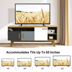 Meuble TV Costway pour téléviseurs jusqu'à 65 pouces, console de centre de divertissement avec étagère réglable