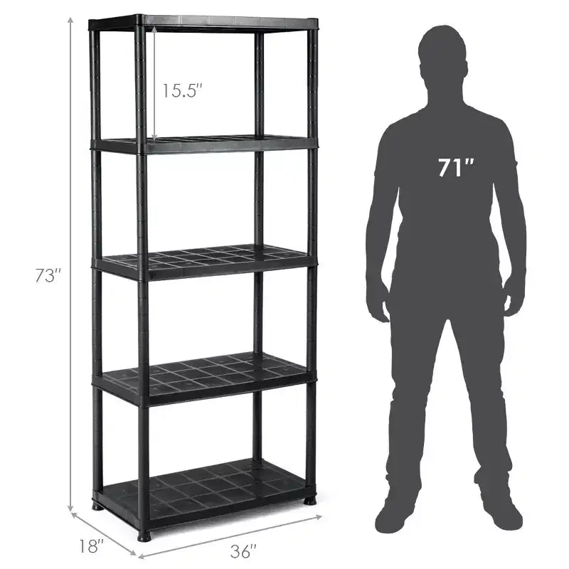 Costway Lot de 2 étagères de rangement ventilées à 5 niveaux, 8,6 kg, autoportantes, multi-usages