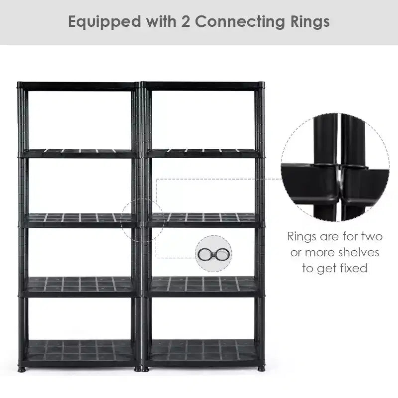 Costway Lot de 2 étagères de rangement ventilées à 5 niveaux, 8,6 kg, autoportantes, multi-usages