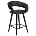 Merrick Lane 24 Inch Wood Ultramodern Bar Counter Stool With Black Upholstered Seat