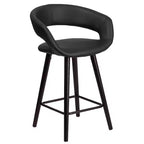 Merrick Lane 24 Inch Wood Ultramodern Bar Counter Stool With Black Upholstered Seat