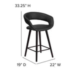 Tabouret de bar ultra-moderne Merrick Lane 24 pouces en bois avec siège rembourré noir