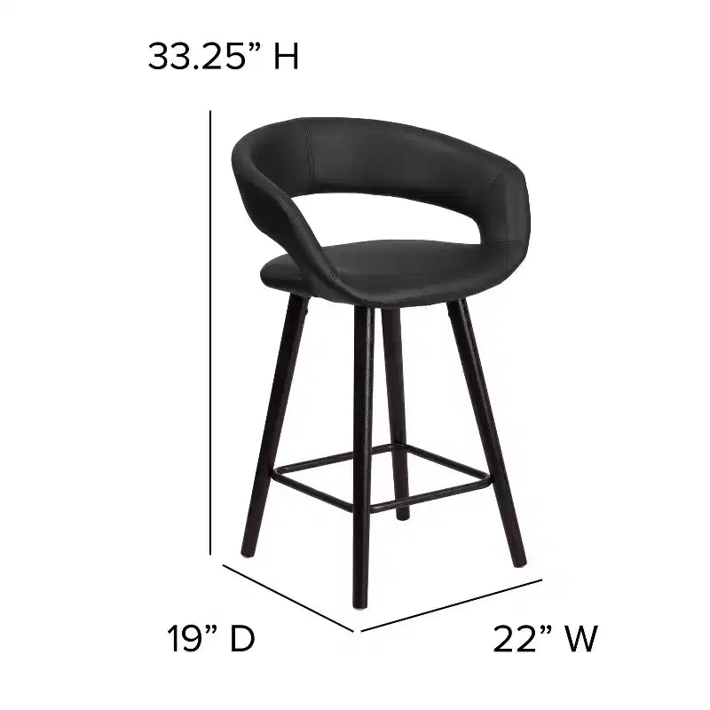 Tabouret de bar ultra-moderne Merrick Lane 24 pouces en bois avec siège rembourré noir
