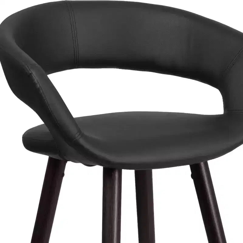 Tabouret de bar ultra-moderne Merrick Lane 24 pouces en bois avec siège rembourré noir