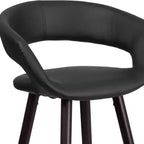 Tabouret de bar ultra-moderne Merrick Lane 24 pouces en bois avec siège rembourré noir