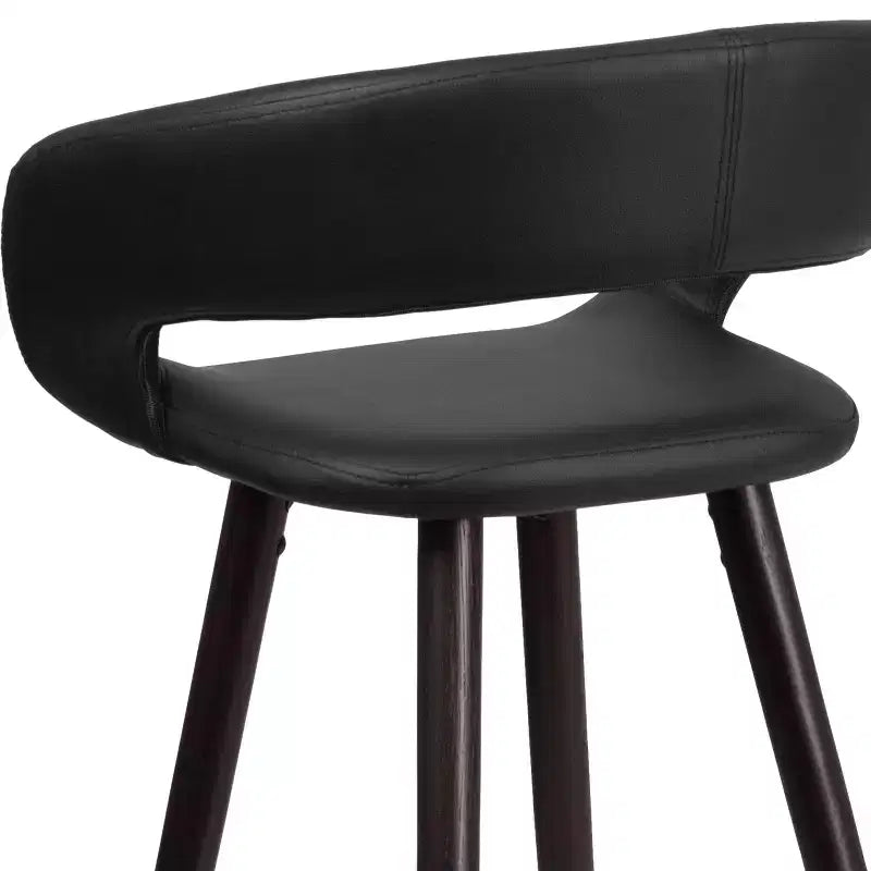 Tabouret de bar ultra-moderne Merrick Lane 24 pouces en bois avec siège rembourré noir