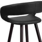 Tabouret de bar ultra-moderne Merrick Lane 24 pouces en bois avec siège rembourré noir