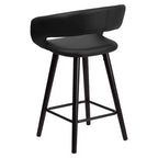 Tabouret de bar ultra-moderne Merrick Lane 24 pouces en bois avec siège rembourré noir