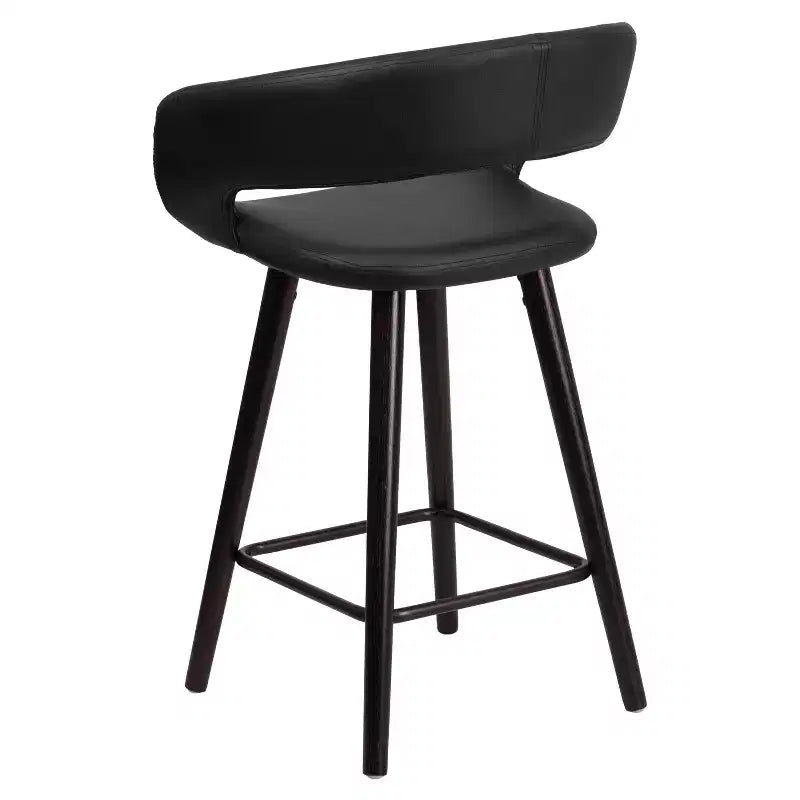 Tabouret de bar ultra-moderne Merrick Lane 24 pouces en bois avec siège rembourré noir