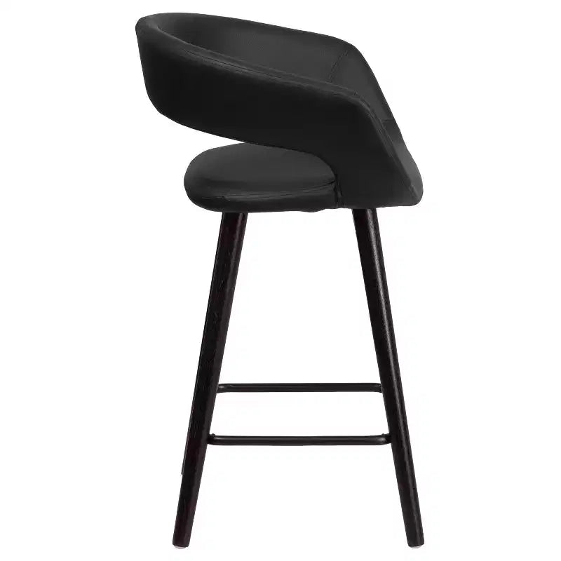 Tabouret de bar ultra-moderne Merrick Lane 24 pouces en bois avec siège rembourré noir